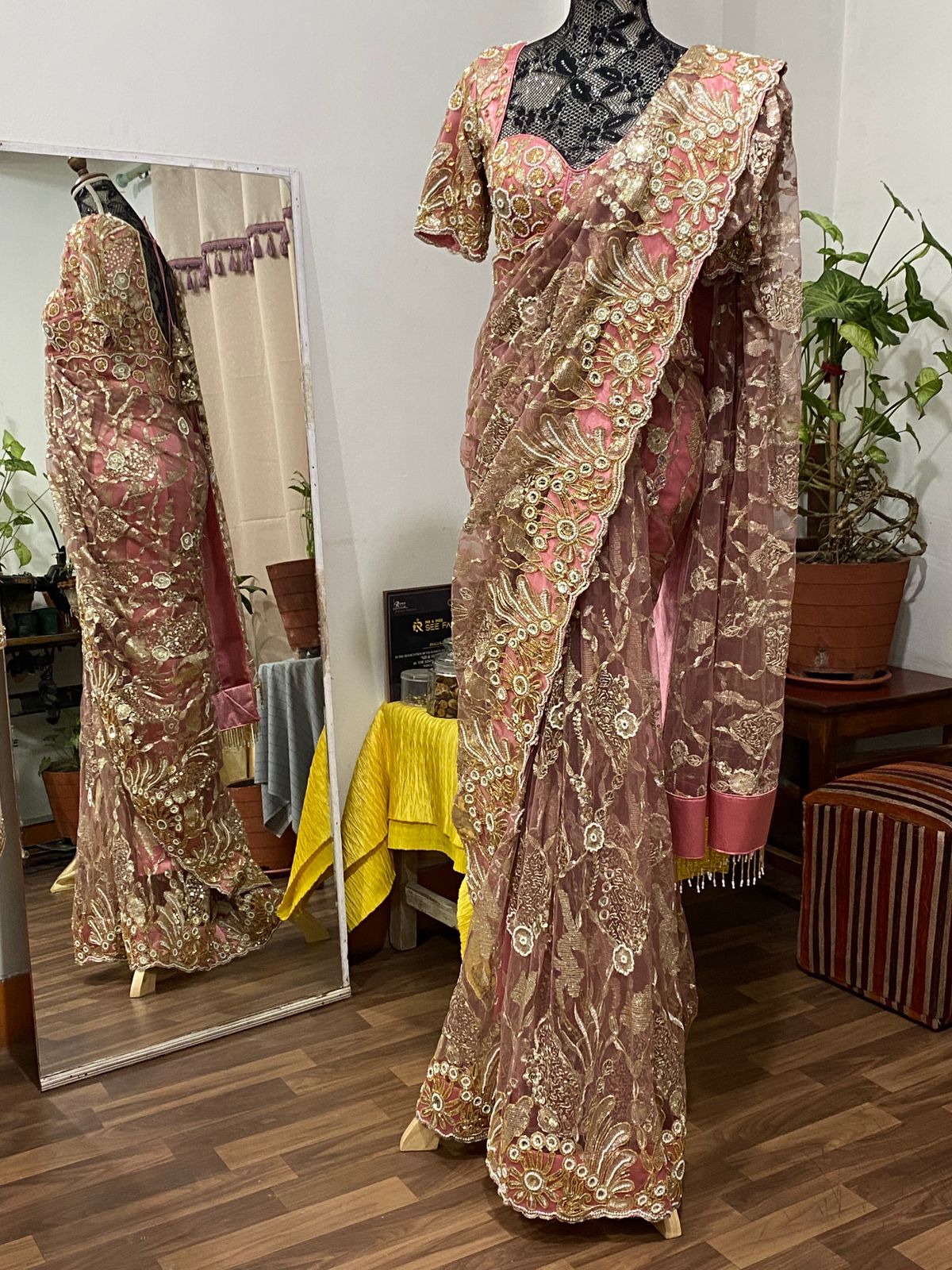 Heavy Designer Embroidered Saree – Bridal & Reception Wear
